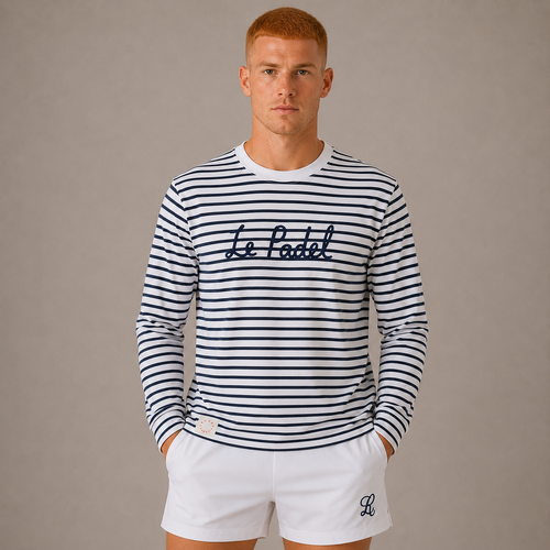 Court Classics "Le Padel" Unisex Long Sleeve Blue Striped T-Shirt