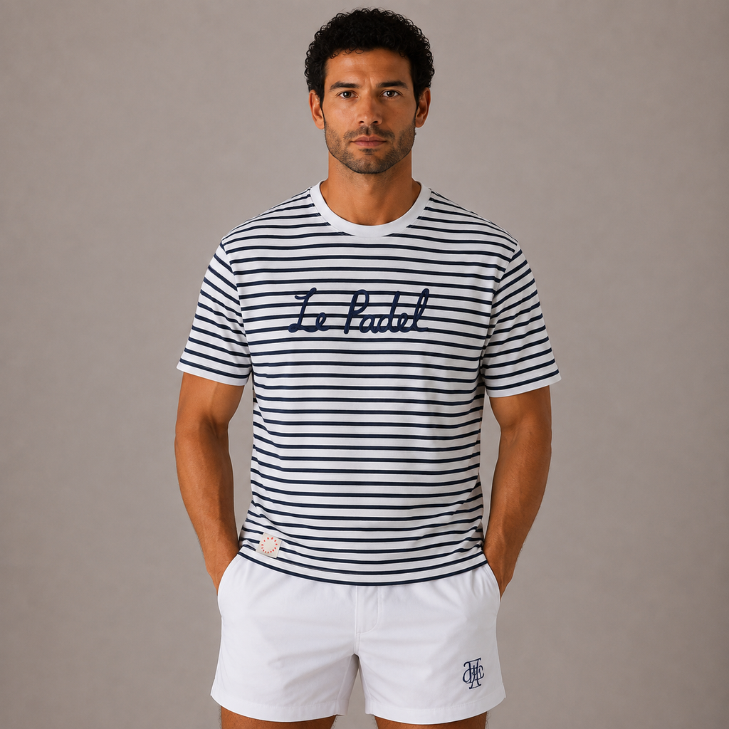 Court Classics Unisex "Le Padel" Blue Striped T-Shirt