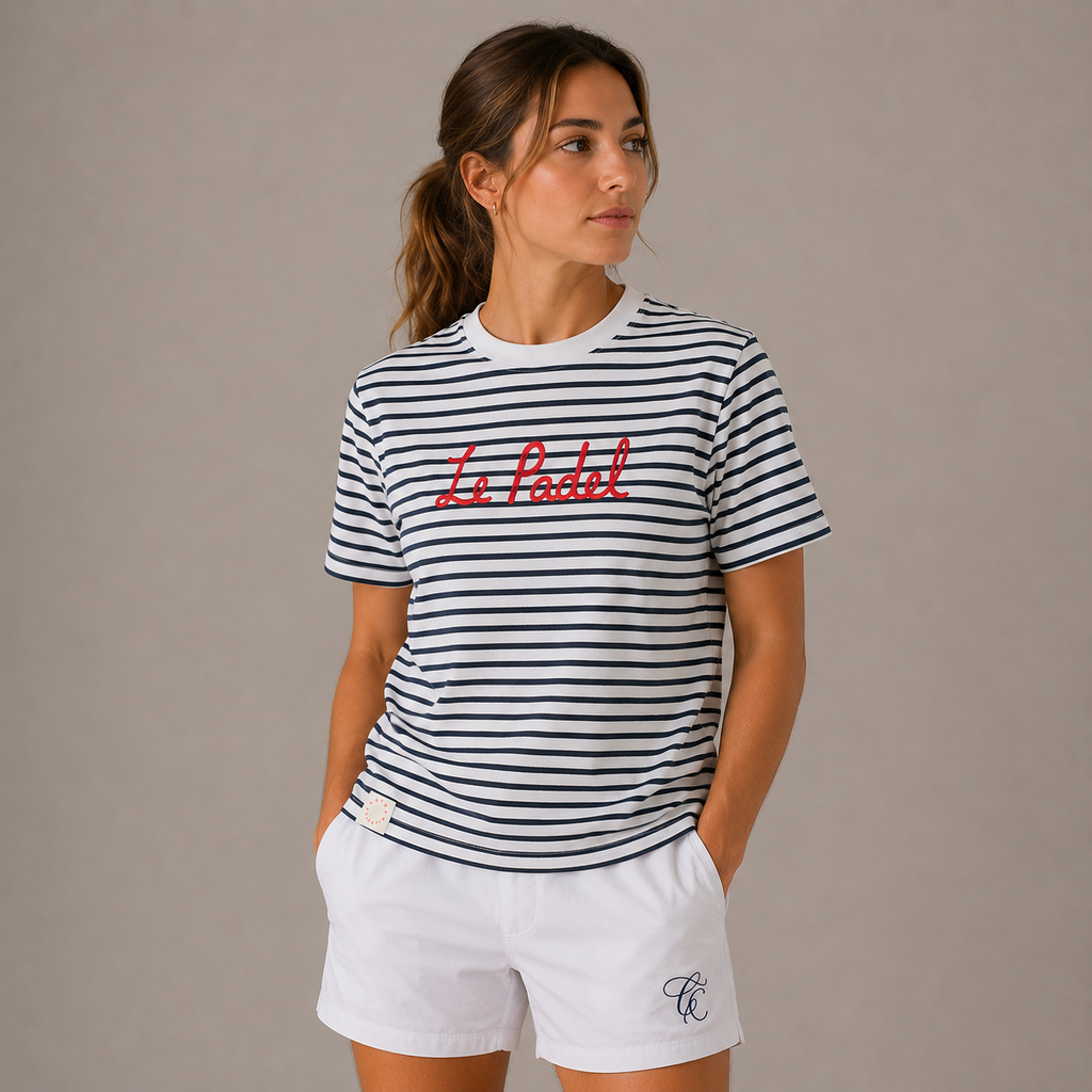 Court Classics Unisex "Le Padel" Red Striped T-Shirt
