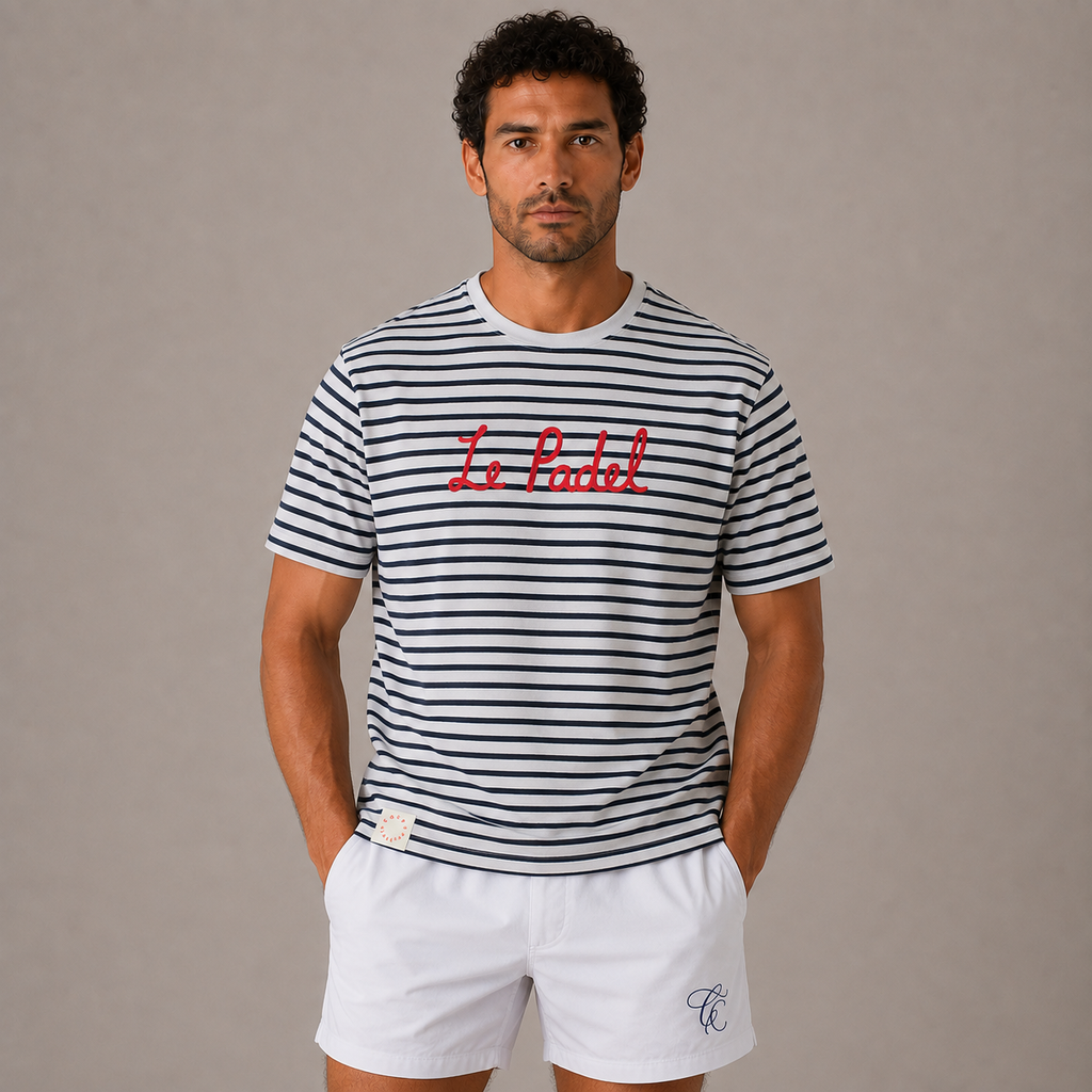 Court Classics Unisex "Le Padel" Red Striped T-Shirt