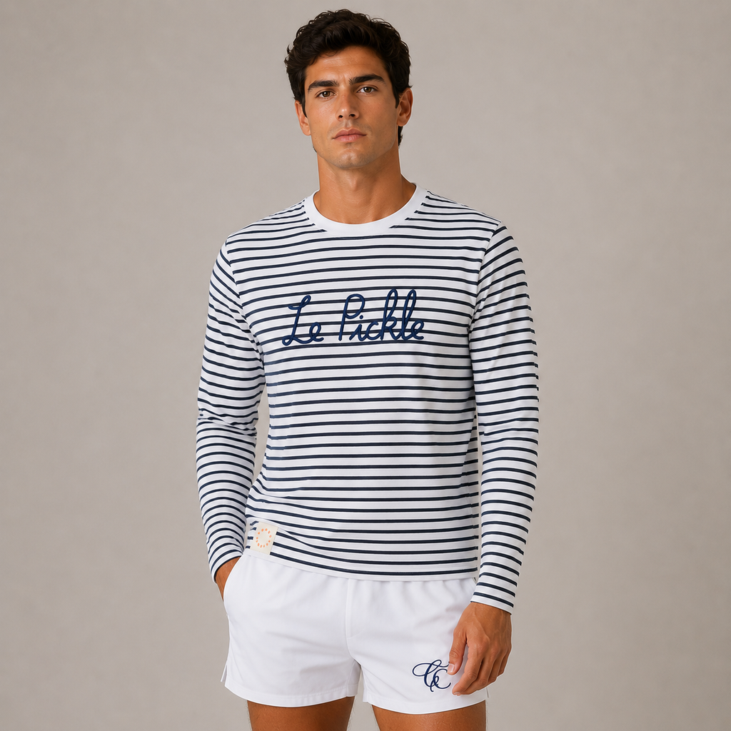 Court Classics Unisex Long Sleeve Blue Striped T-Shirt