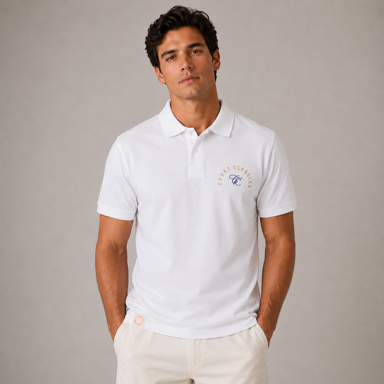 Court Classics Mens White Polo Shirt (185gsm)
