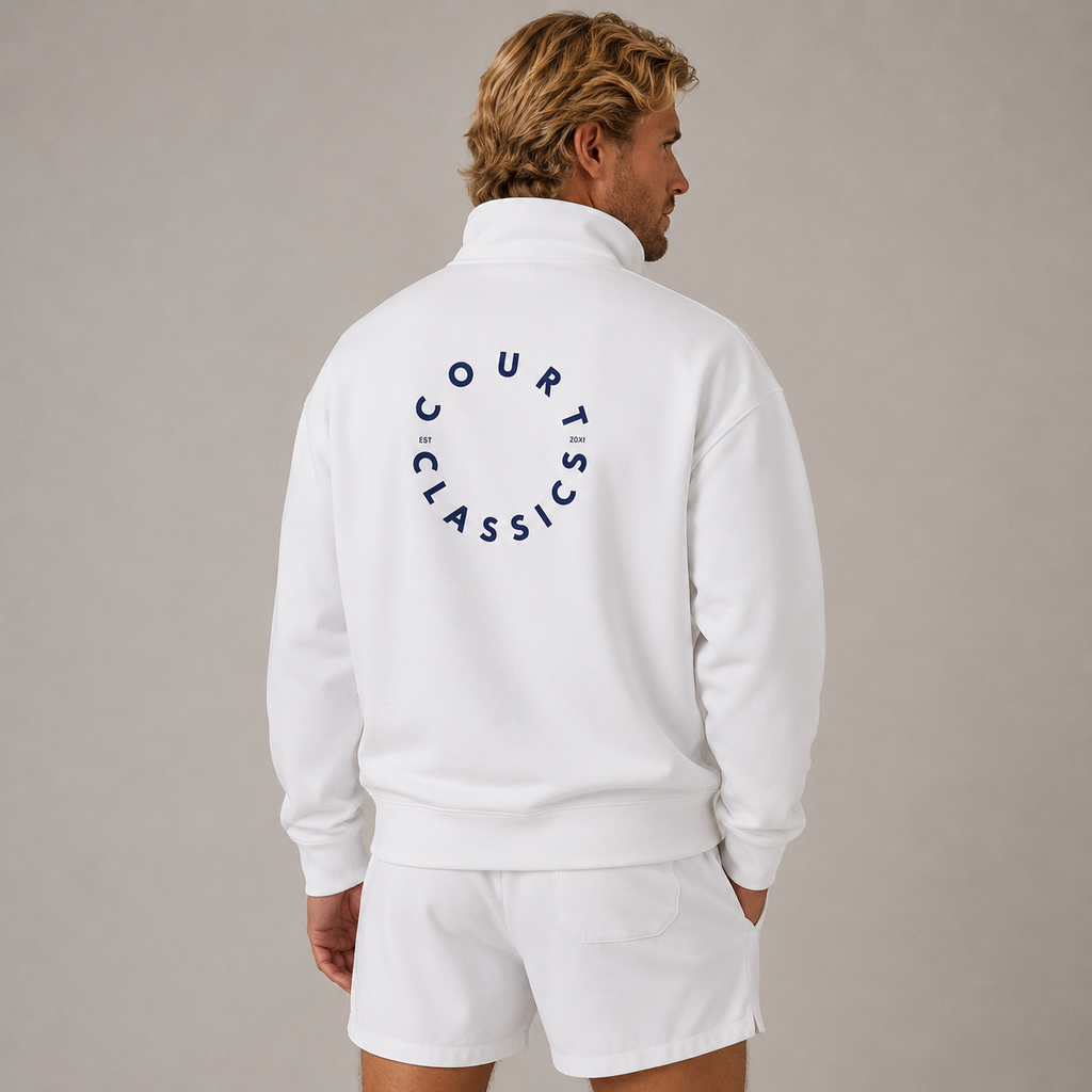 Court Classics Unisex White Zipped Hoodie (280gsm)