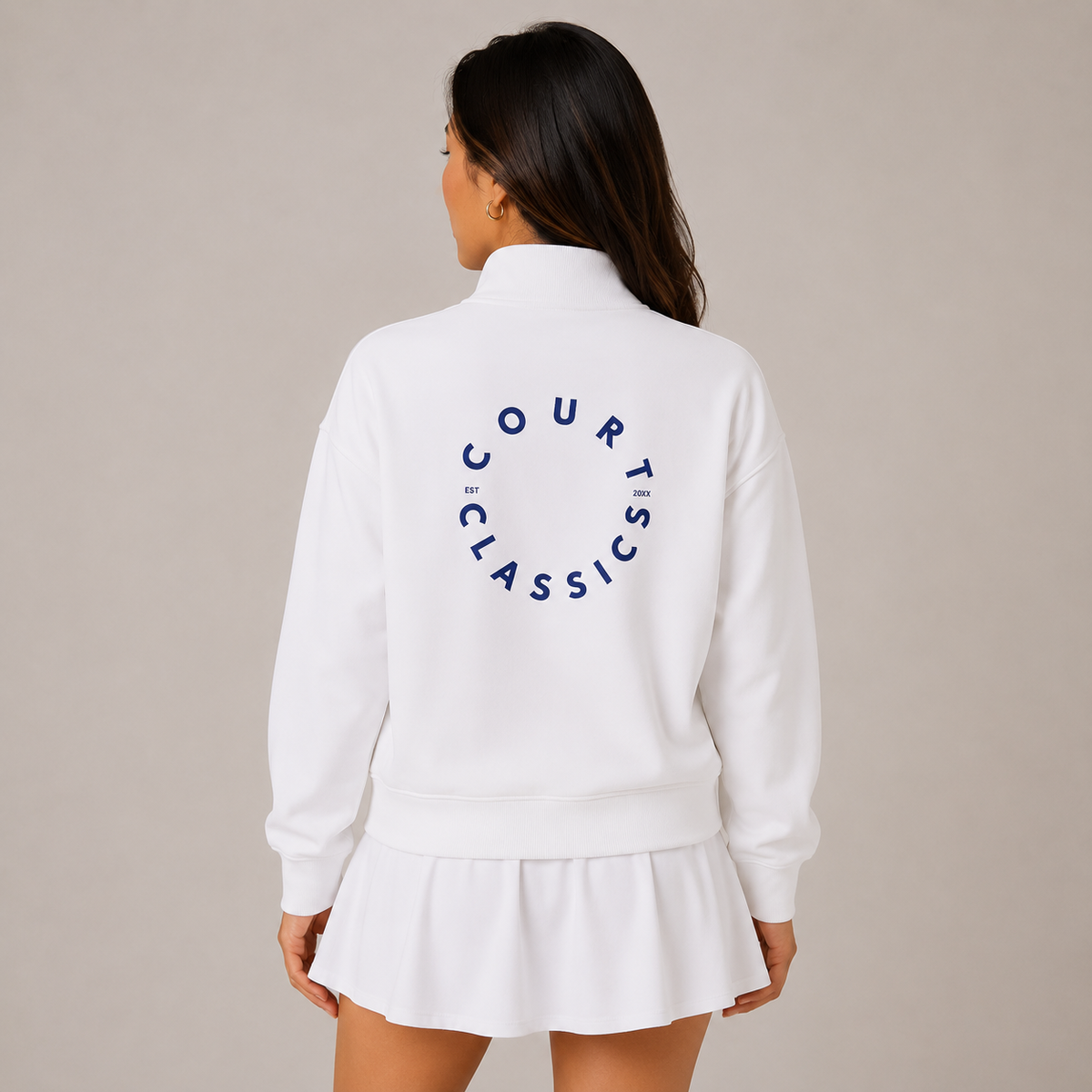 Court Classics Unisex White Zipped Hoodie (280gsm)