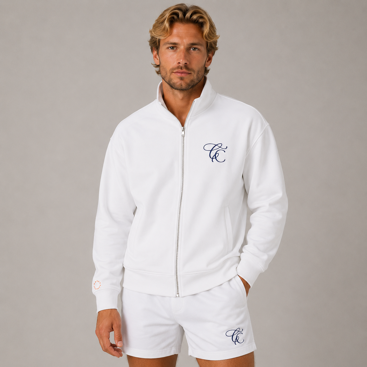 Court Classics Unisex White Zipped Hoodie (280gsm)