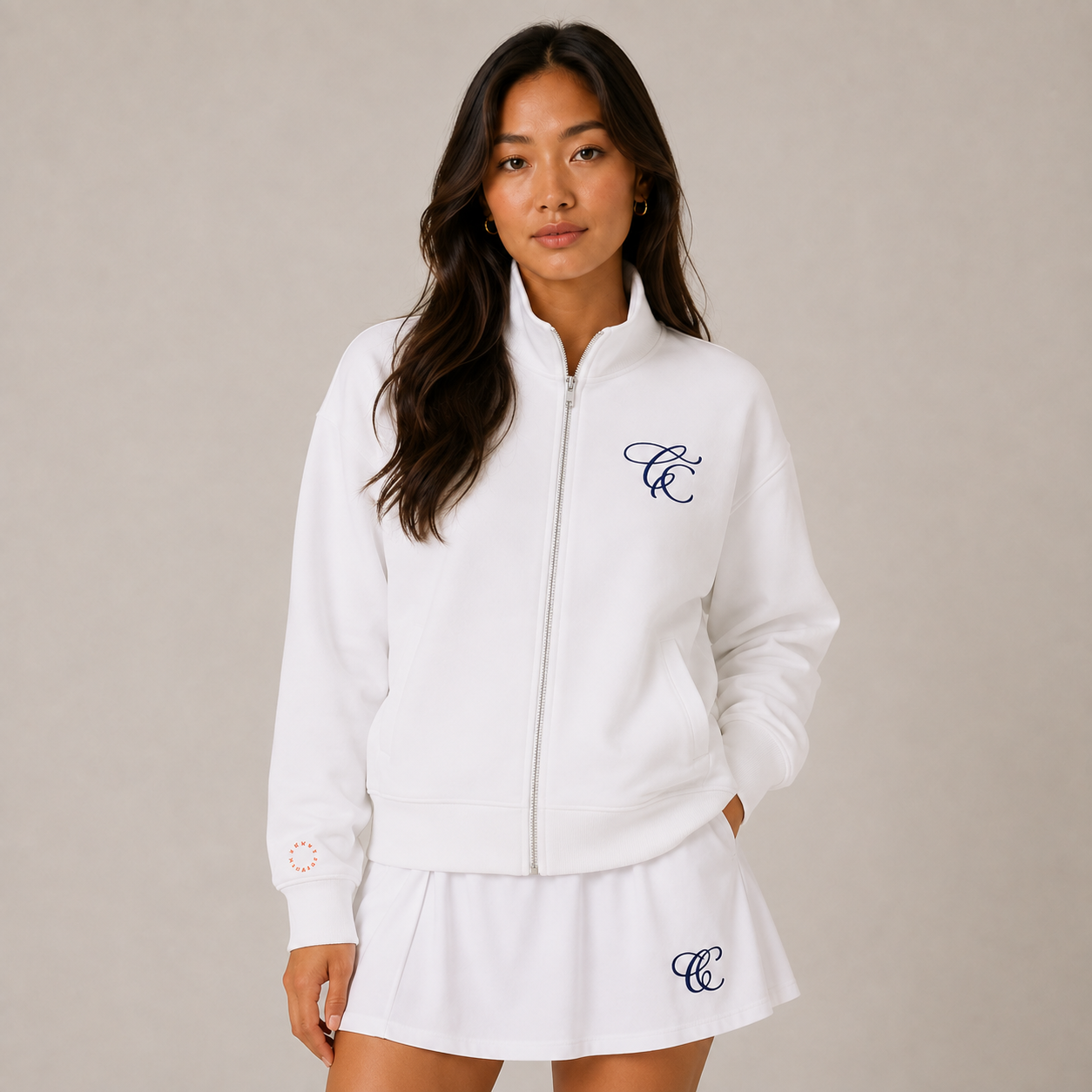 Court Classics Unisex White Zipped Hoodie (280gsm)